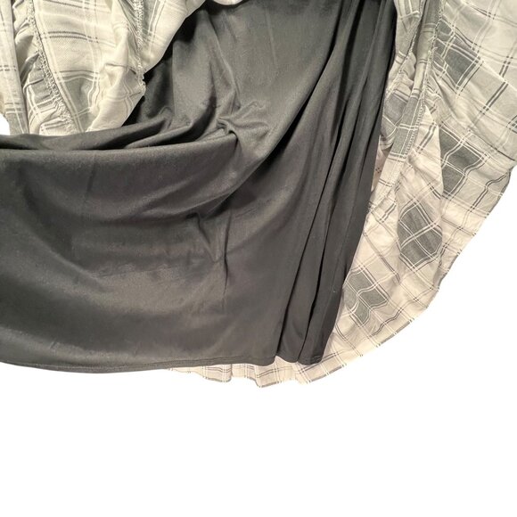 Maison Tara Plaid Tiered Dress Black White Lined Babydoll Back Zipper Short 4 - Picture 4 of 14